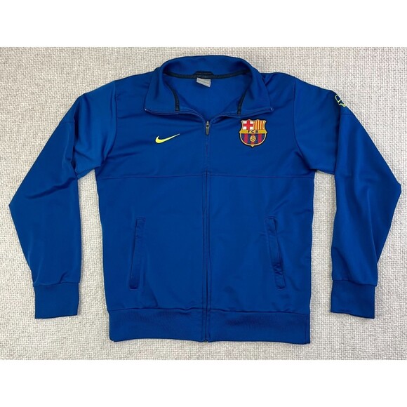 Nike FC Barcelona Jacket Men's Size Medium Full Zip Blue Pockets - Picture 1 of 10